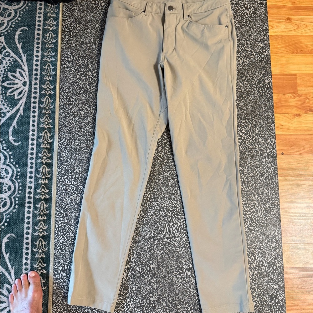 Tan Straight-Leg Pants